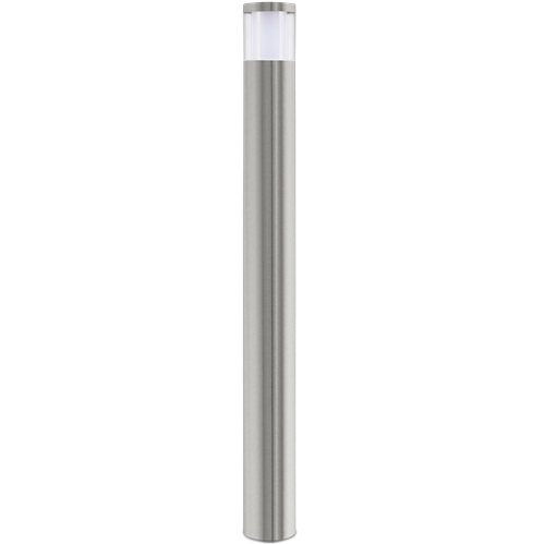 Basalogo1 havelampe i Rustfri Stål med skærm i klar og hvid plastik, 3,7W LED, bredde 10,5 cm, højde 105 cm.